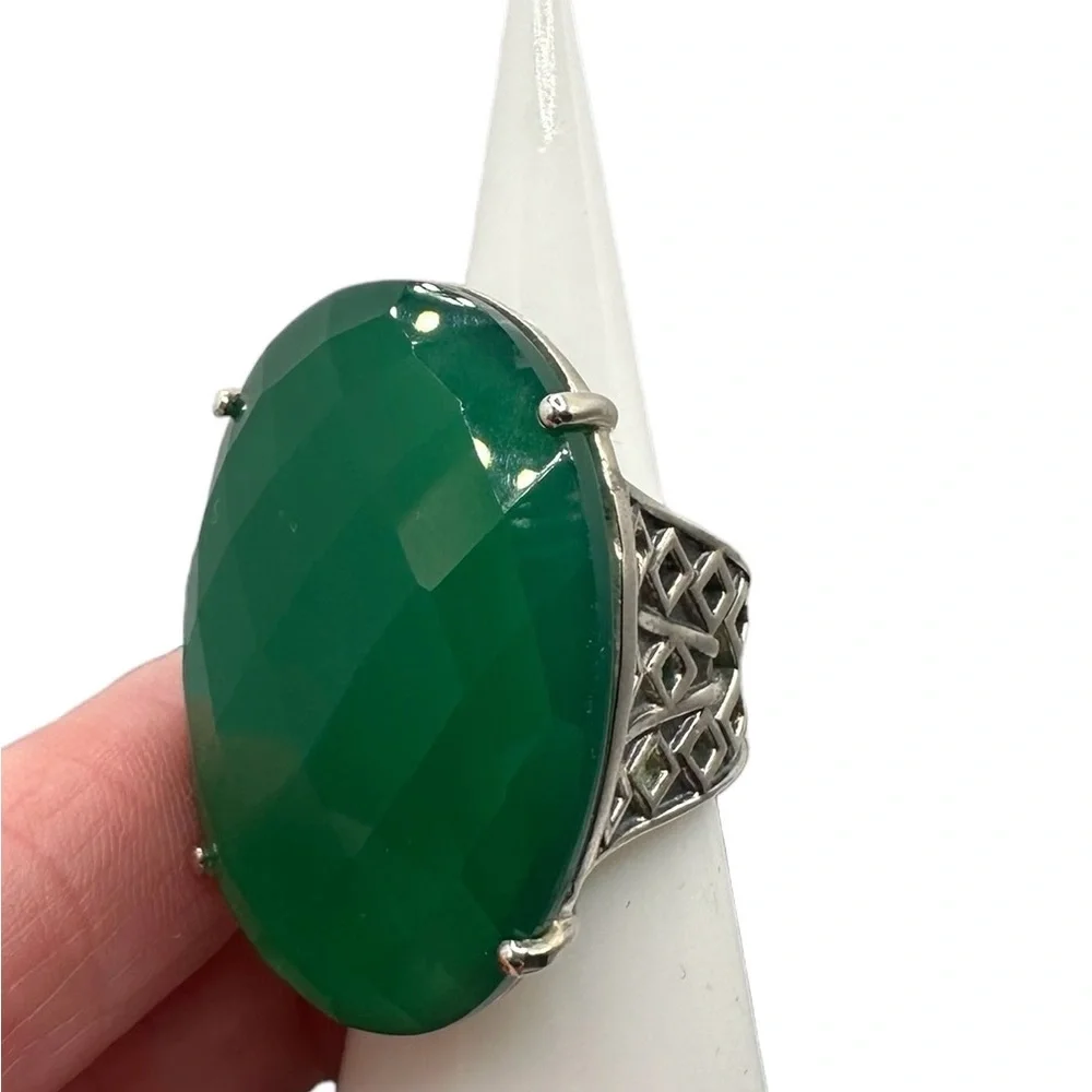 Statement ring Rare green onyx sz 6 NWT - Picture 3 of 5